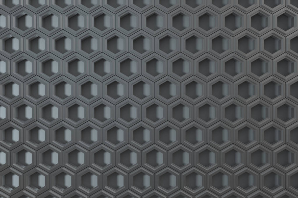 3d rendering, dark hexagonal background, sci-fi background - Foto, Imagem