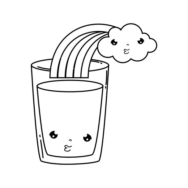 ποτήρι γάλακτος με χαριτωμένο ουράνιο τόξο - Διάνυσμα, εικόνα