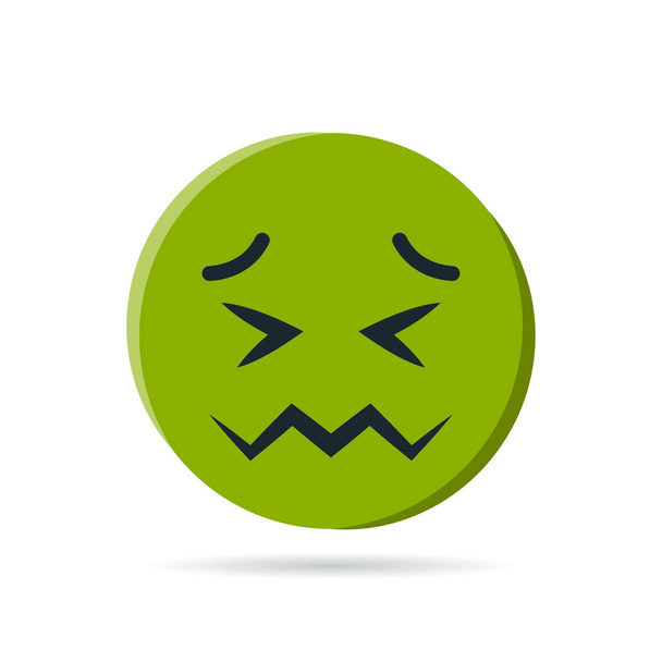 Round yellow emoji in flat style, vector - Διάνυσμα, εικόνα