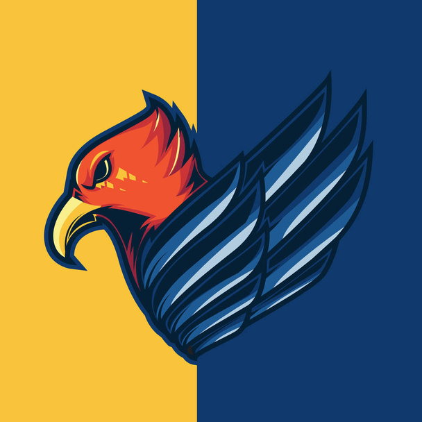 青い翼の赤いワシをテーマにした Esport ゲームのロゴ - ベクター画像