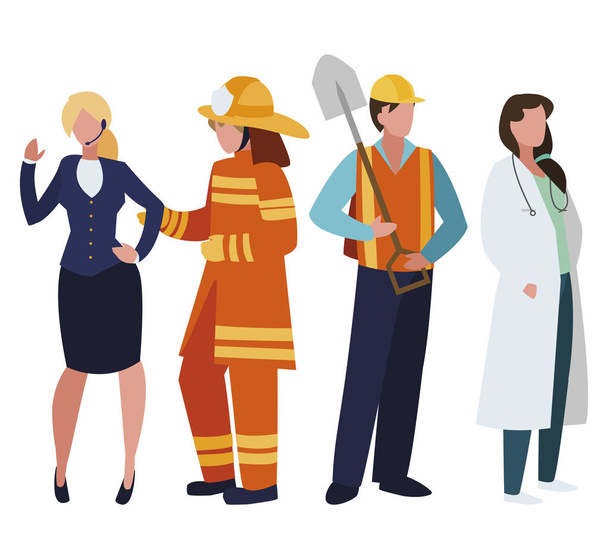group of professional workers characters - Vector, Image