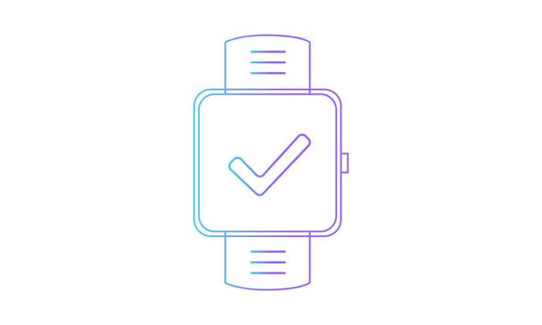 smartwatch icon, smartwatch checkmark icon. outline gradient style vector icon - Vector, Image