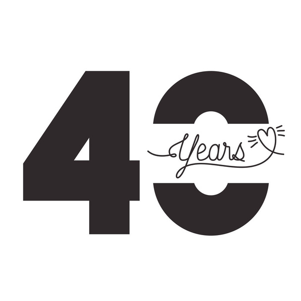 number 40 for anniversary celebration card icon - Vector, Image