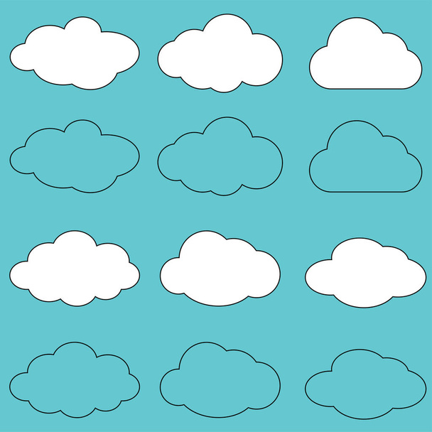 Chmura linia ikona sztuki. Niebo płaski ilustracja kolekcja dla Web, wektor pokazanych - Wektor, obraz