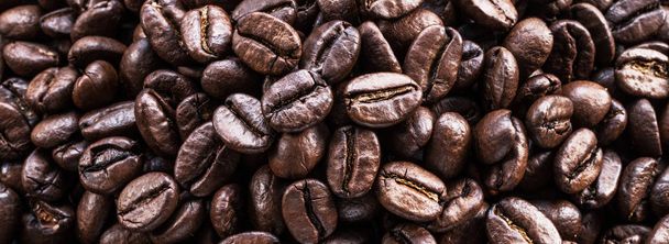 Roasted coffee beans. Food and drink background. Top view. - Fotografie, Obrázek