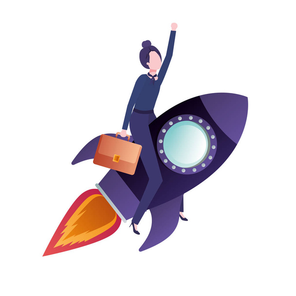Üzletasszony a rakéta avatar karakter - Vektor, kép