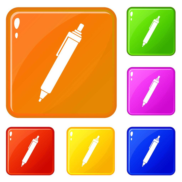 Pen icons set vector color - Vektor, kép