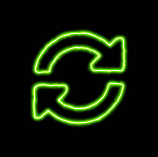 grünes Neonsymbol synchronisiert   - Foto, Bild