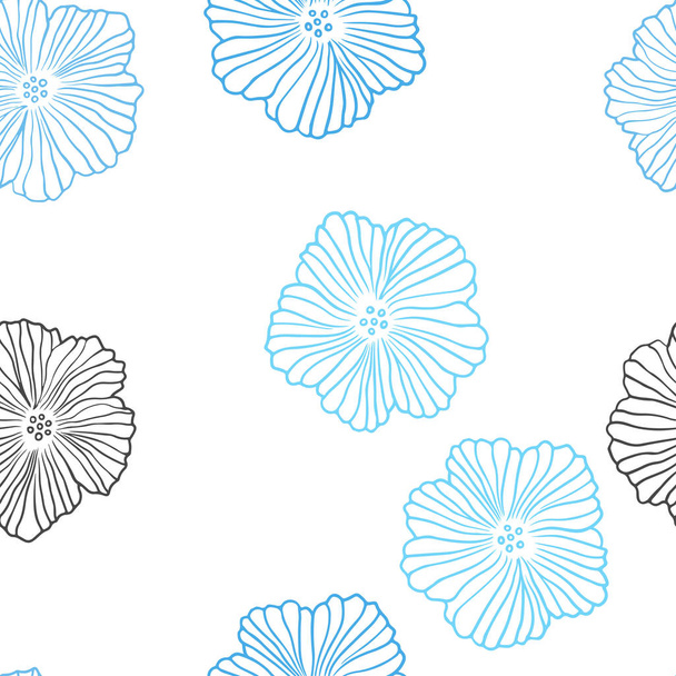 dunkelblauer Vektor nahtloser abstrakter Hintergrund mit Blumen. Doodle Illustration von Blumen im Origami-Stil. Muster für die Gestaltung von Textilien, Tapeten. - Vektor, Bild