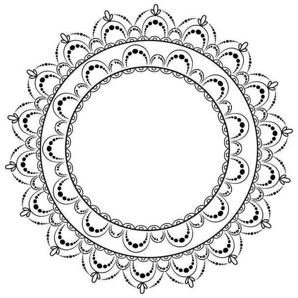 ヘナのマンダラの形の円形パターン。Mehndi. - ベクター画像