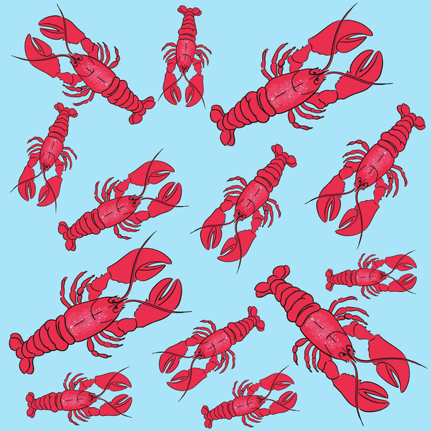 Crawfish line vector illustration - Vector, Image