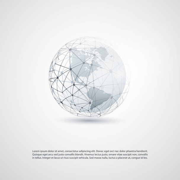 地球グローブを使ったクラウドコンピューティングとグローバルネットワークのコンセプトデザイン  - ベクター画像