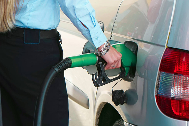 Closeup refuel gasoline in gas-station - Zdjęcie, obraz