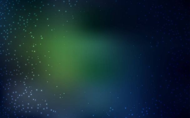 Dark Green vector pattern with night sky stars. Shining colored illustration with bright astronomical stars. Smart design for your business advert. - Vector, Image