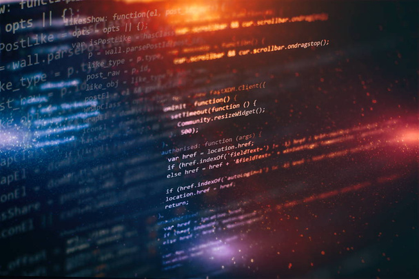 Programmiercode für Entwickler. abstrakte Computerskripte. Programmiercode-Bildschirm des Softwareentwicklers. Software-Programmierung Arbeitszeit. - Foto, Bild