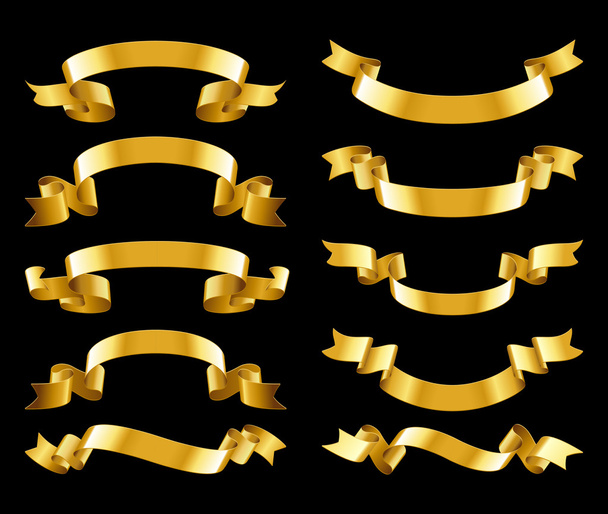 A set of golden ribbons - Vector, Image