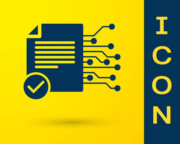 Icona contratto Smart blu isolata su sfondo giallo. Blockchain tecnologia, criptovaluta mineraria, bitcoin, altcoins, mercato monetario digitale. Illustrazione vettoriale
 - Vettoriali, immagini