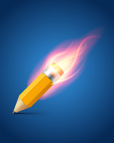 Burn flame with pencil vector illustration. Eps 10. - Wektor, obraz