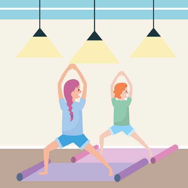 fit women practicing yoga - Vector, Image