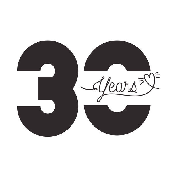 number 30 for anniversary celebration card icon - Vector, Image
