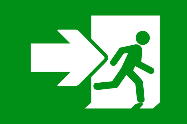 Green emergency exit sign.  - Vector, Image