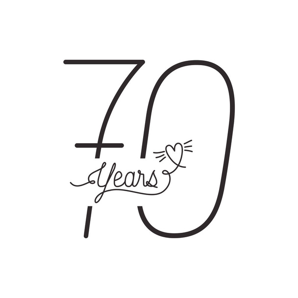 número 70 para el icono de la tarjeta de celebración aniversario
 - Vector, imagen