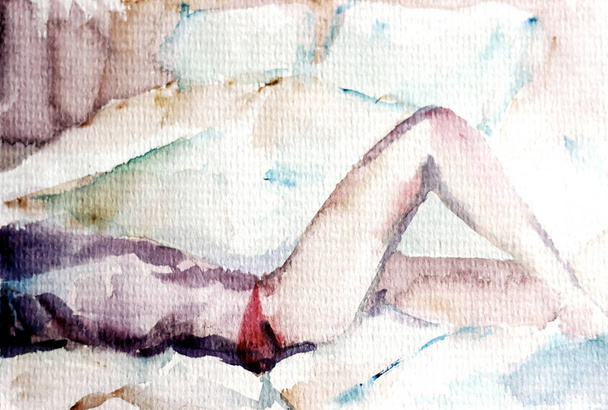 aquarela pintura do corpo da mulher
 - Foto, Imagem