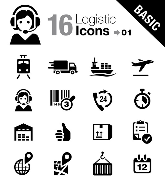 Basic - logistyczne i wysyłki ikony - Wektor, obraz