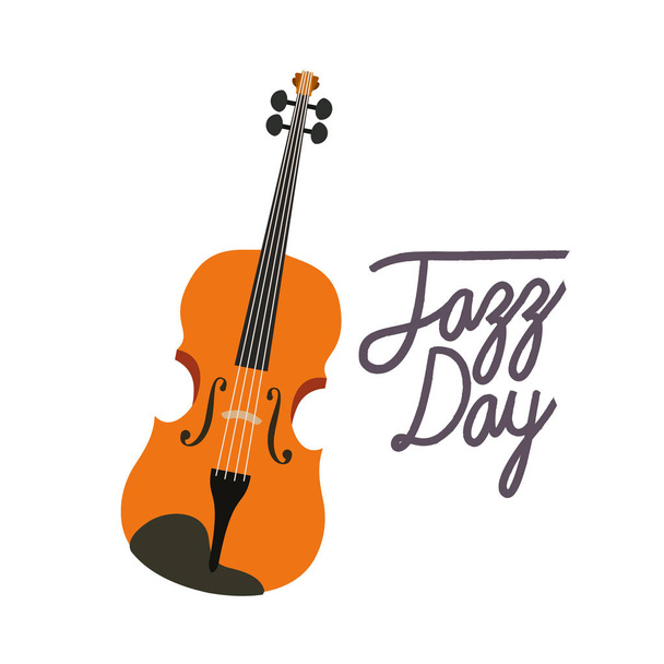 jazz day label isolated icon - Vector, Image