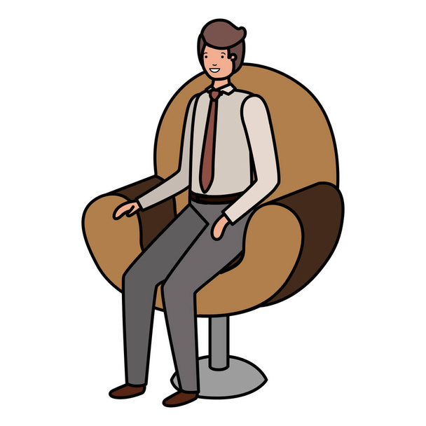 椅子に座るビジネスマンアバターキャラクター - ベクター画像