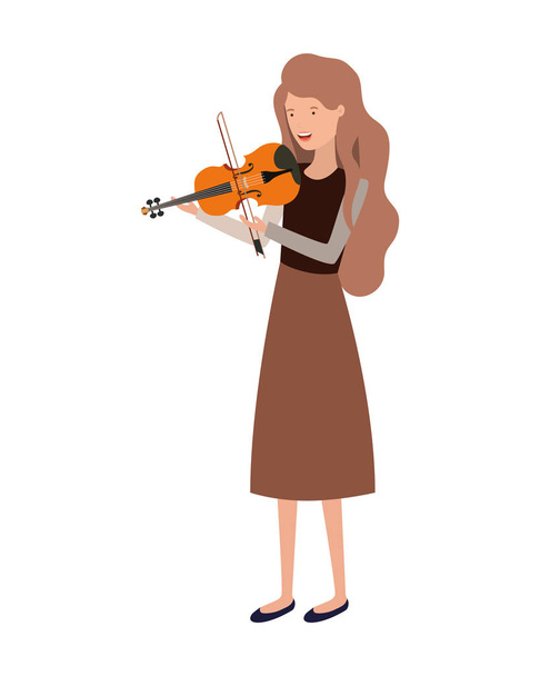 jovem mulher com caráter violino
 - Vetor, Imagem