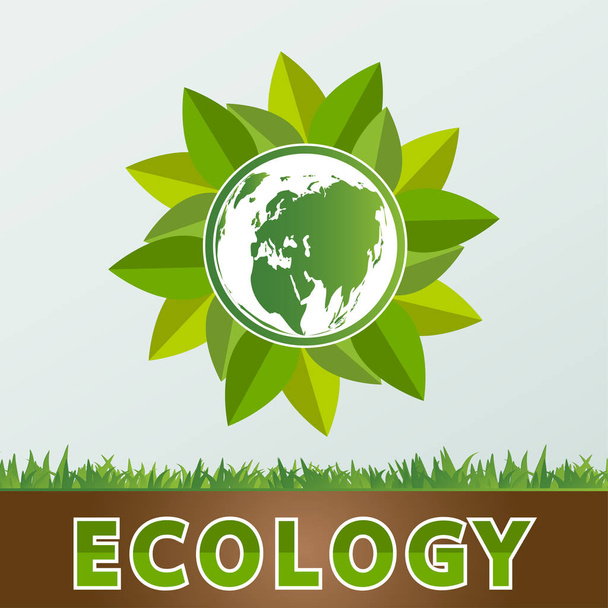 green earth concept with leaves.ecology Städte helfen der Welt mit umweltfreundlichen Konzeptideen, Vektorllustration - Vektor, Bild