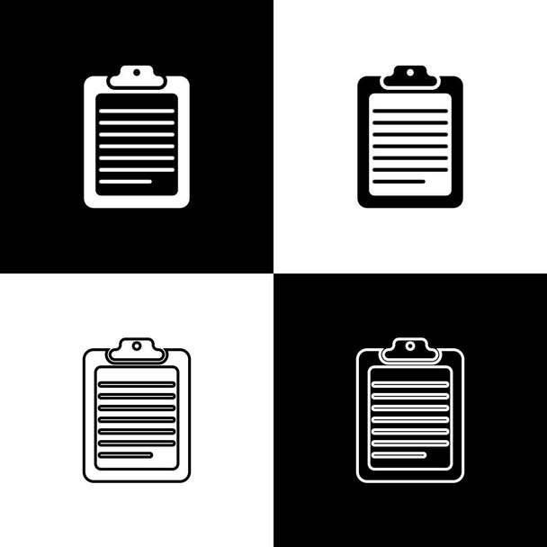 Set Clipboard with document icons isolated on black and white background. Line, outline and linear icon. Vector Illustration - Vektori, kuva