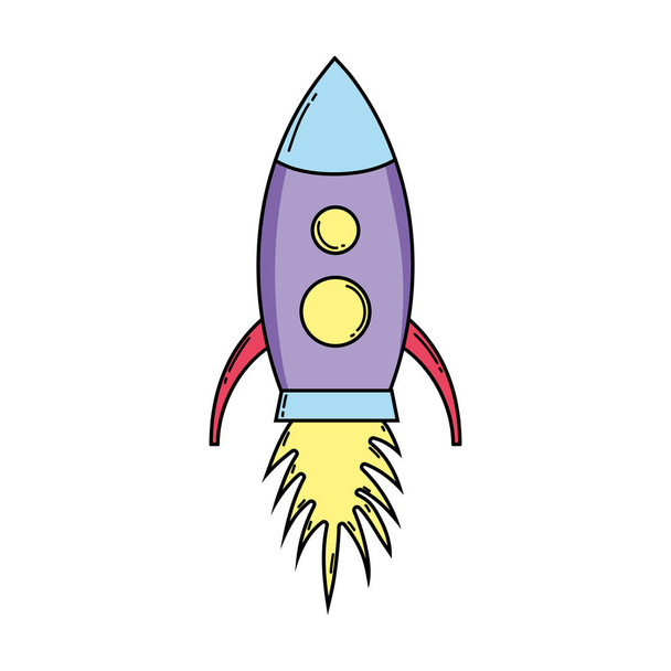 Rocket Flying pop art stijl - Vector, afbeelding