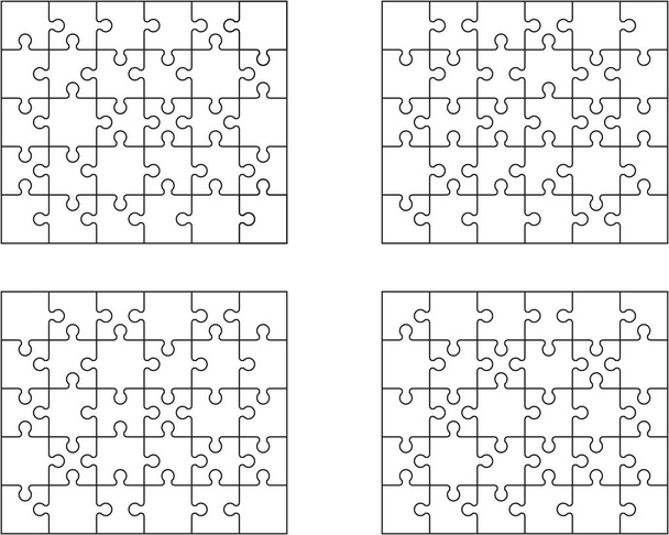 Векторная иллюстрация четырех белых головоломок, отдельных частей
 - Вектор,изображение