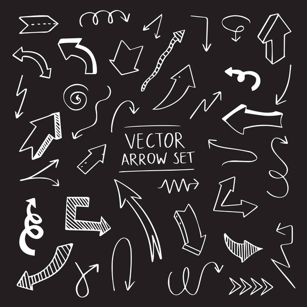 Vector rough hand drawn arrows isolated on white background - Vektör, Görsel
