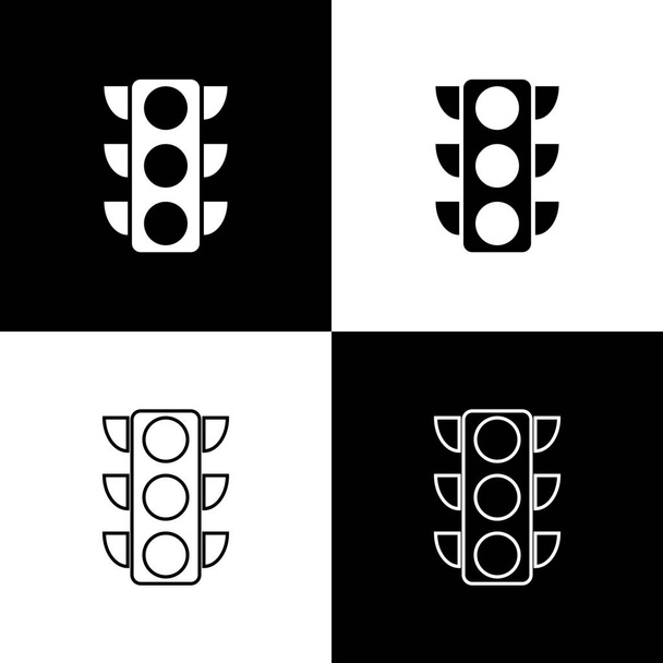 Set Traffic light icons isolated on black and white background. Line, outline and linear icon. Vector Illustration - Vector, Image
