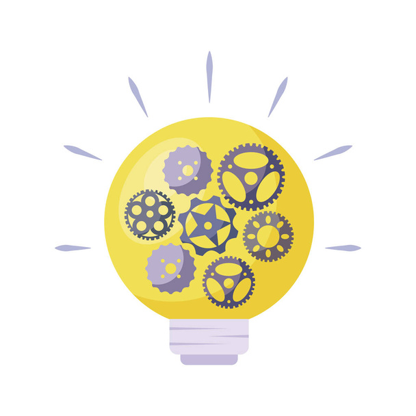 light bulb with gears pinions - Vector, Image