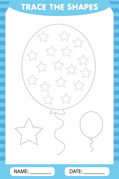 circle the star of the shape around the contour. stars in a balloon, training for children, drawing tasks - Vector, Image