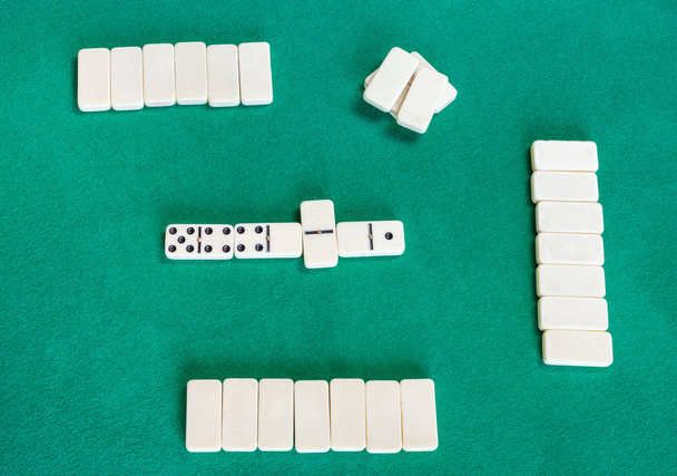 top view of playfield of dominoes with white tiles - Photo, Image