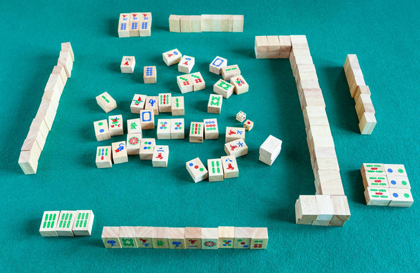 above view of gameboard of mahjong game - Photo, Image