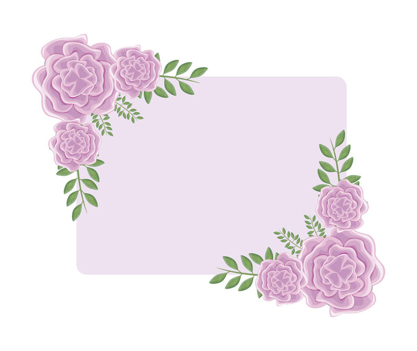 frame van prachtige bloemen met takken en bladeren - Vector, afbeelding