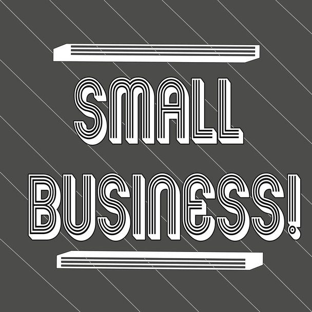 Tekst pisma ręcznego Small Business. Koncepcja oznacza niezależnie własnością i jest obsługiwana firma ograniczona w rozmiarze bezszwowe grube czarne pasy i cienkie białe linie skośny w 45 stopni. - Zdjęcie, obraz