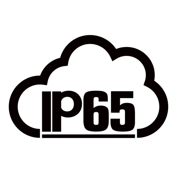IP65-suojaussertifikaatin vakiokuvake. Veden ja pölyn tai kiintoaineiden kestävä suojattu symboli. Vektorikuvitus. eps10
 - Vektori, kuva