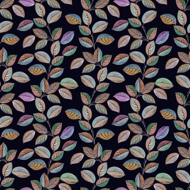 Seamless watercolor leaves pattern. Hand painted leaves of different colors. Leaves for design. - Valokuva, kuva