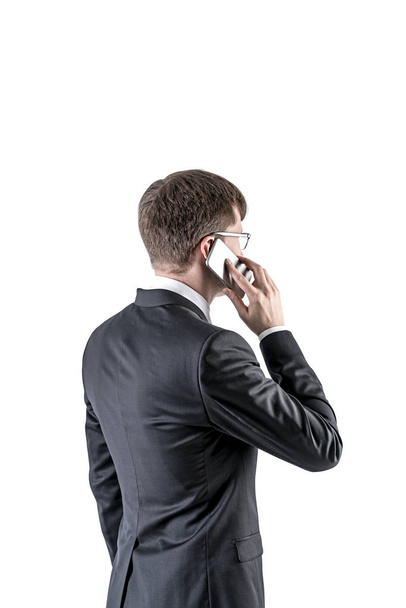 Side view of businessman on phone, isolated - Φωτογραφία, εικόνα