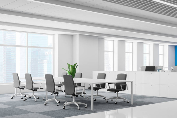 Uzun beyaz masa ile ofis toplantı odası iç - Fotoğraf, Görsel