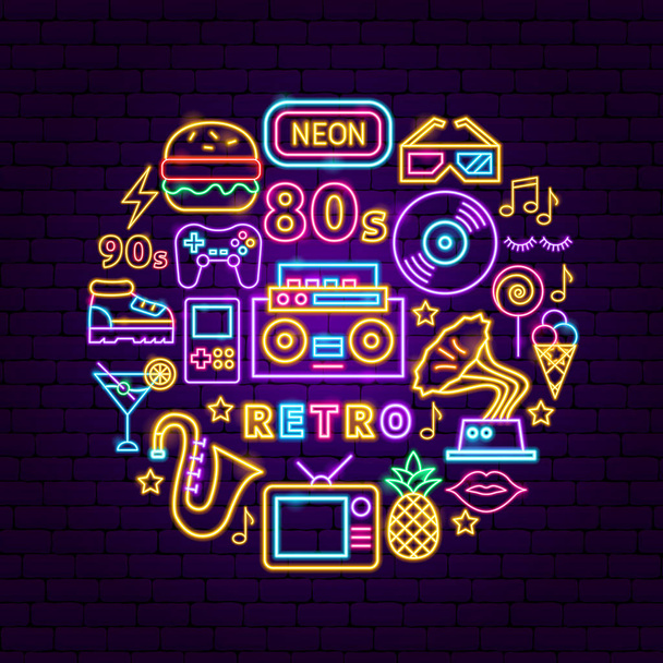 Retro Neon concept - Vector, afbeelding