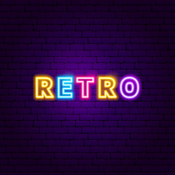 Retro Text Neon Label - Vektor, kép