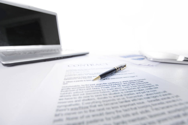 background image of a sheet with a contract on a Desk - Photo, Image